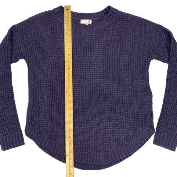 So Waffle Knit Sweater Womens Sz X-Small Purple Long Sleeve Crew Neck Pull Over - Picture 11 of 14
